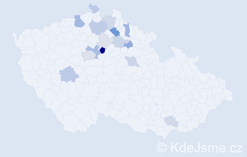 Příjmení: 'Dovolilová', počet výskytů 38 v celé ČR