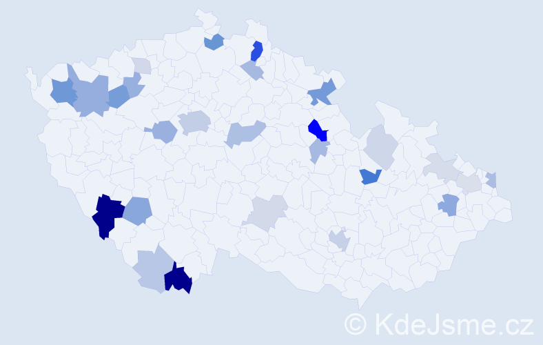 Příjmení: 'Pfeiffer', počet výskytů 74 v celé ČR