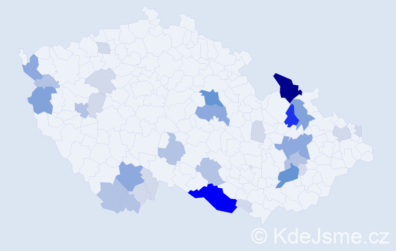 Příjmení: 'Maňurová', počet výskytů 99 v celé ČR