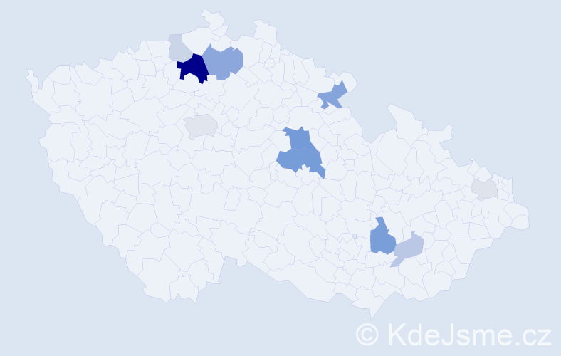 Příjmení: 'Teufel', počet výskytů 27 v celé ČR