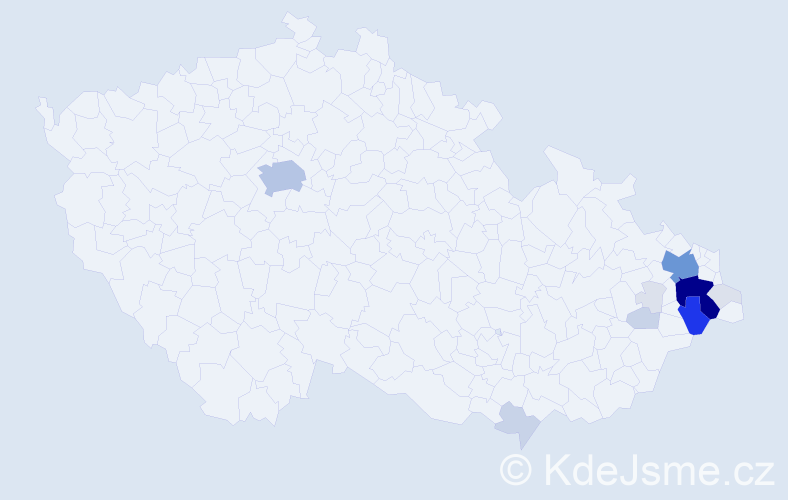 Příjmení: 'Kupča', počet výskytů 60 v celé ČR