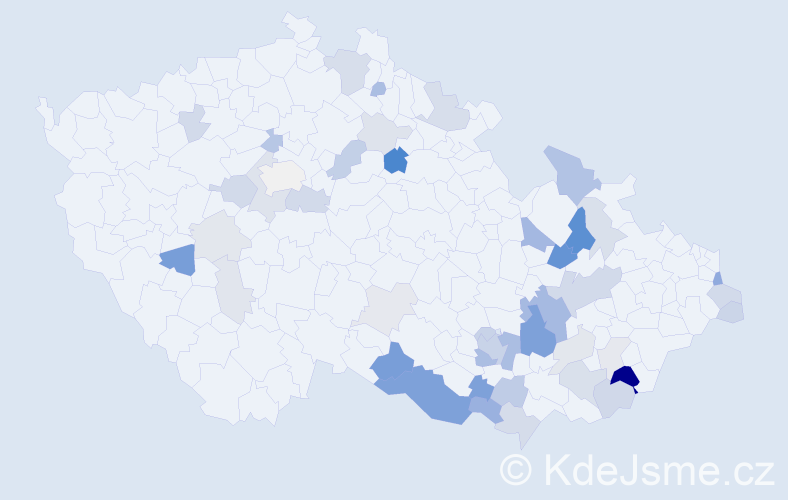 Příjmení: 'Vincour', počet výskytů 128 v celé ČR