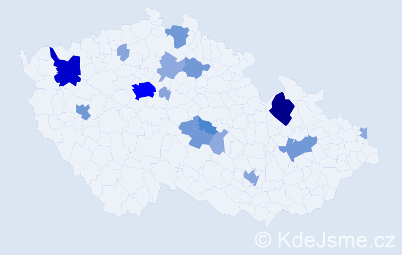 Příjmení: 'Glanc', počet výskytů 55 v celé ČR