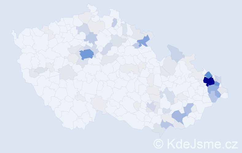 Příjmení: 'Kubina', počet výskytů 360 v celé ČR