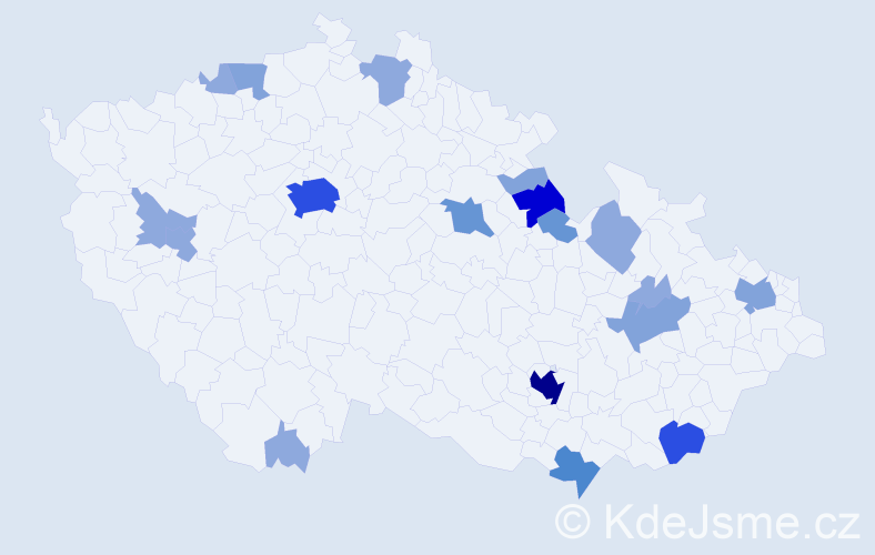 Příjmení: 'Bolečková', počet výskytů 50 v celé ČR