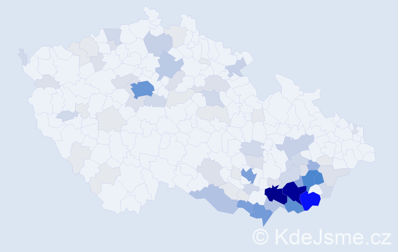 Příjmení: 'Kolaja', počet výskytů 370 v celé ČR