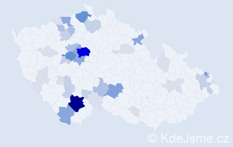 Příjmení: 'Vokůrka', počet výskytů 135 v celé ČR