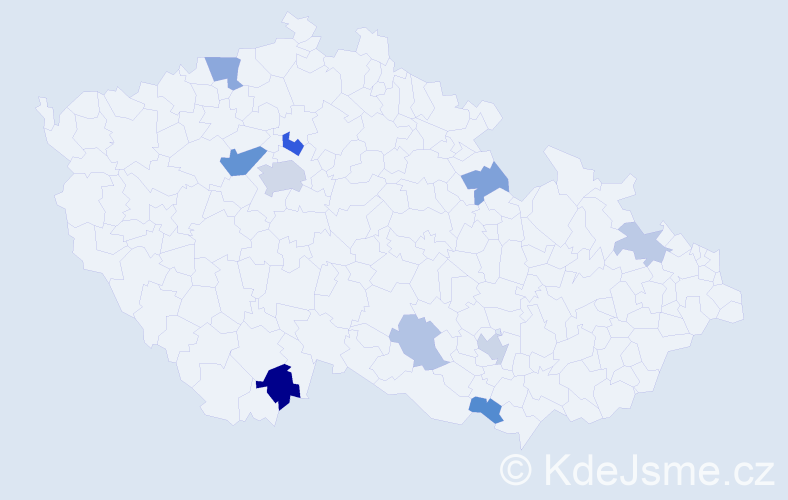 Příjmení: 'Smirnov', počet výskytů 21 v celé ČR