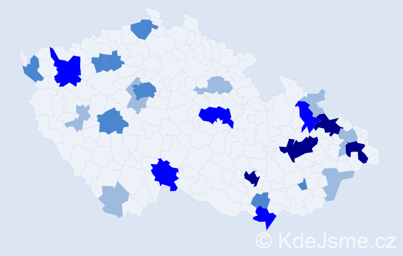 Příjmení: 'Mičuda', počet výskytů 57 v celé ČR