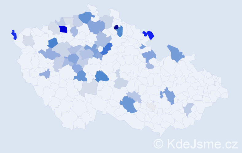 Příjmení: 'Jetel', počet výskytů 127 v celé ČR