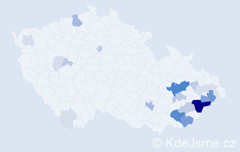 Příjmení: 'Čaník', počet výskytů 83 v celé ČR