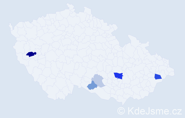 Příjmení: 'Pavlonová', počet výskytů 13 v celé ČR