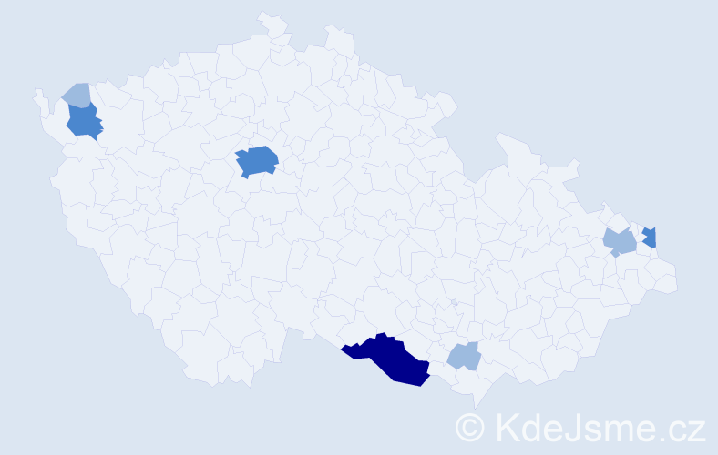 Příjmení: 'Zohn', počet výskytů 13 v celé ČR