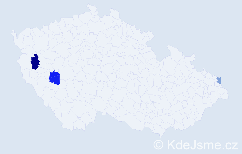Příjmení: 'Kaplár', počet výskytů 6 v celé ČR