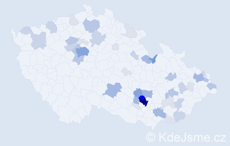 Příjmení: 'Pacek', počet výskytů 144 v celé ČR