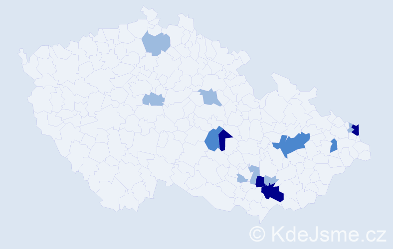 Příjmení: 'Bartalosová', počet výskytů 28 v celé ČR