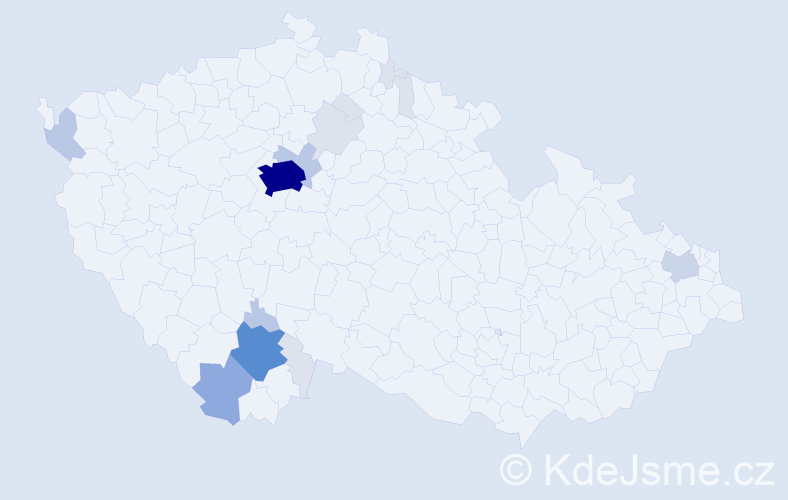 Příjmení: 'Petrouš', počet výskytů 60 v celé ČR