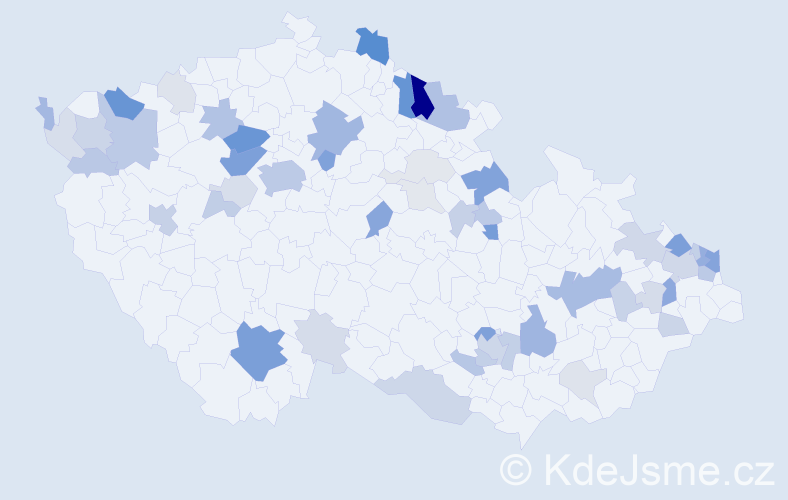Příjmení: 'Valent', počet výskytů 163 v celé ČR