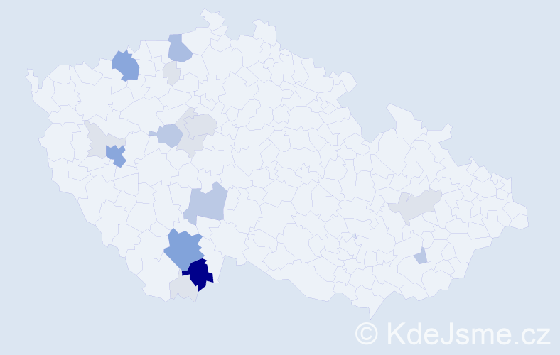 Příjmení: 'Frdlíková', počet výskytů 66 v celé ČR