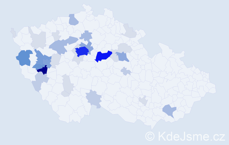 Příjmení: 'Pěchouček', počet výskytů 115 v celé ČR