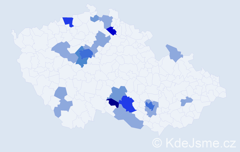 Příjmení: 'Tušer', počet výskytů 67 v celé ČR