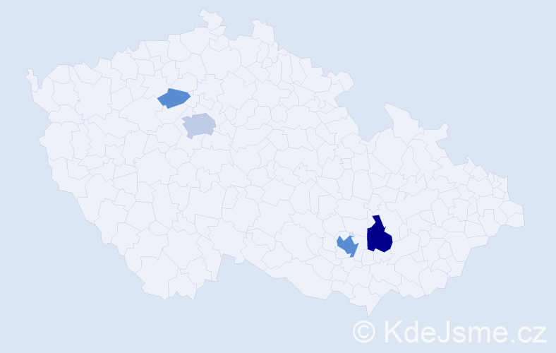 Příjmení: 'Vaškeba', počet výskytů 14 v celé ČR