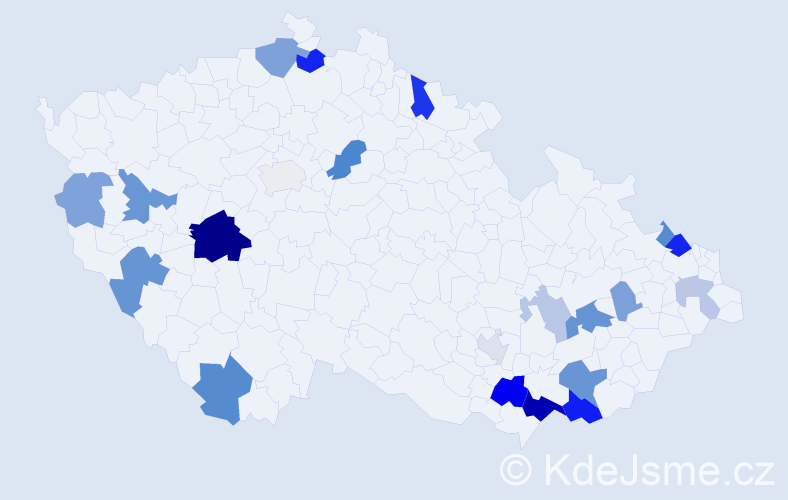 Příjmení: 'Cintulová', počet výskytů 49 v celé ČR