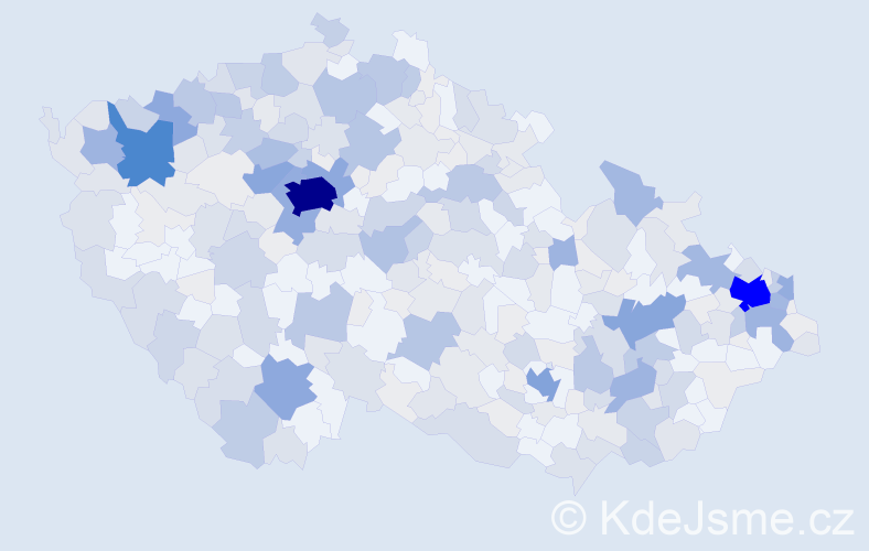 Příjmení: 'Nagy', počet výskytů 1101 v celé ČR