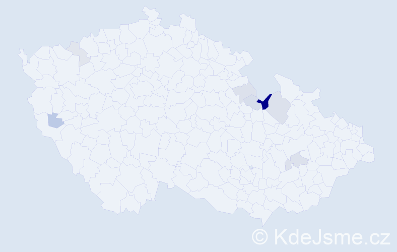 Příjmení: 'Csókásová', počet výskytů 14 v celé ČR