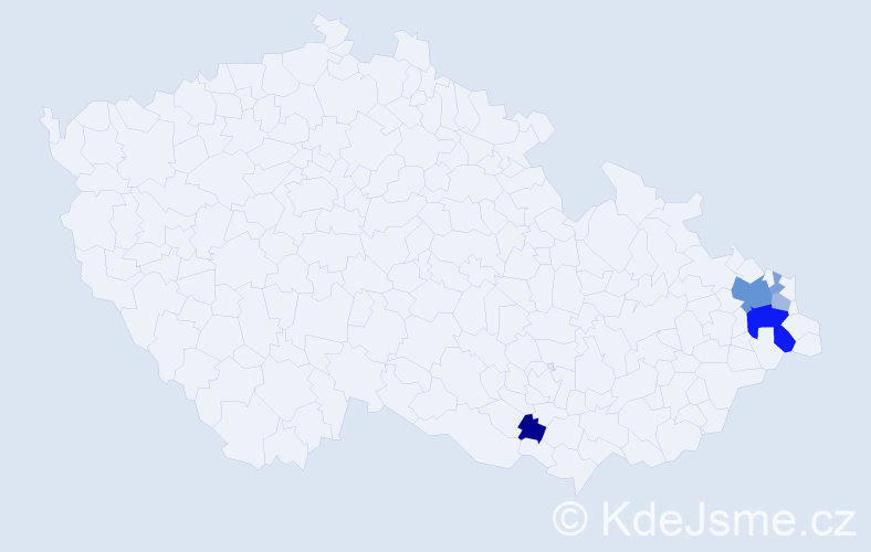 Příjmení: 'Jadlovcová', počet výskytů 14 v celé ČR