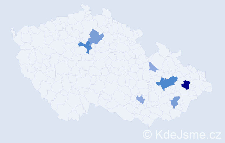 Příjmení: 'Rábelová', počet výskytů 19 v celé ČR