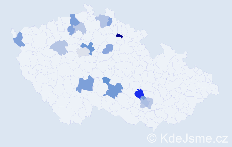 Příjmení: 'Mičán', počet výskytů 42 v celé ČR