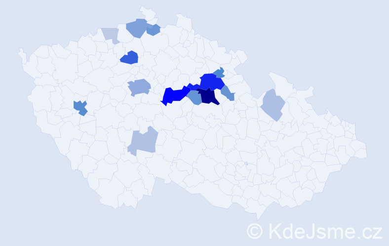 Příjmení: 'Křovák', počet výskytů 55 v celé ČR