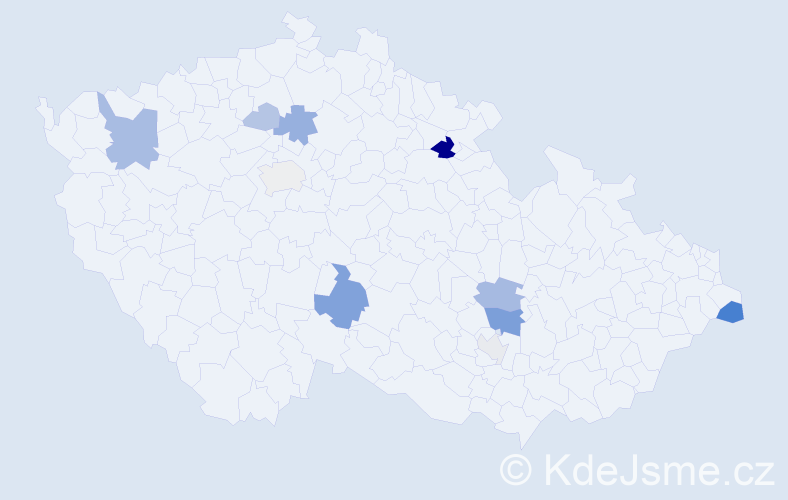 Příjmení: 'Kudri', počet výskytů 25 v celé ČR