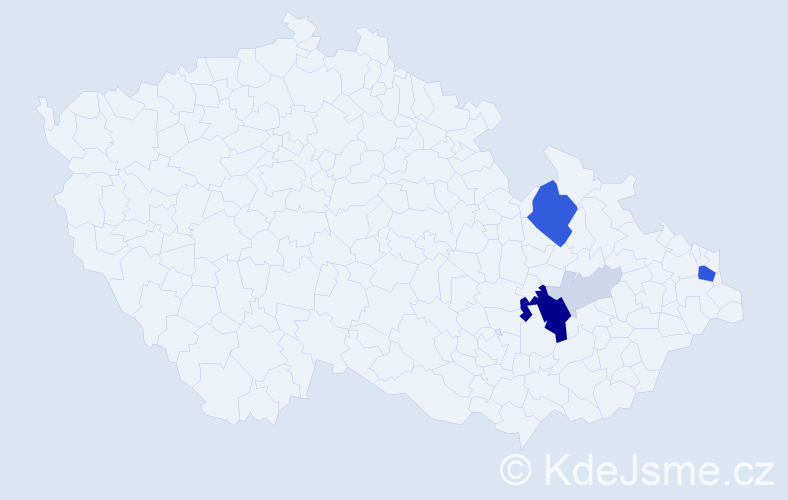 Příjmení: 'Kotrysová', počet výskytů 22 v celé ČR