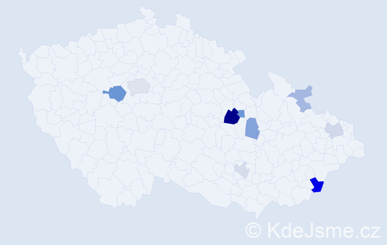 Příjmení: 'Metyš', počet výskytů 21 v celé ČR