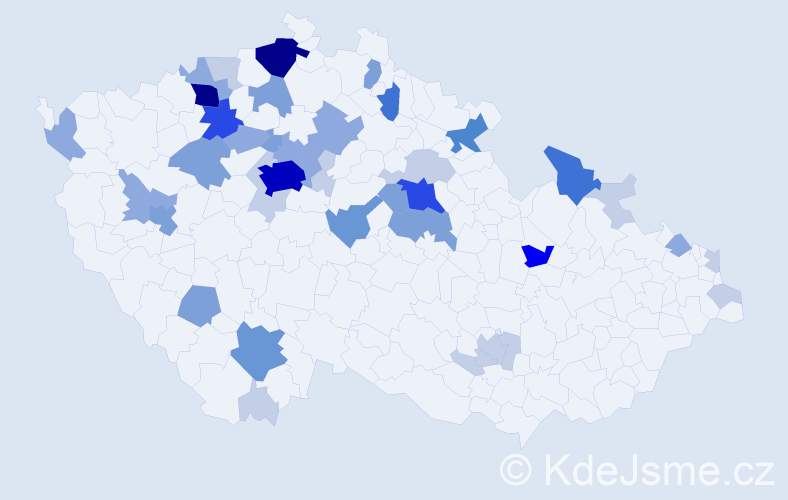 Příjmení: 'Frencl', počet výskytů 134 v celé ČR