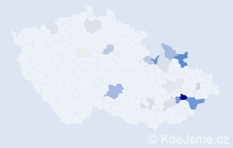 Příjmení: 'Kubaníková', počet výskytů 38 v celé ČR
