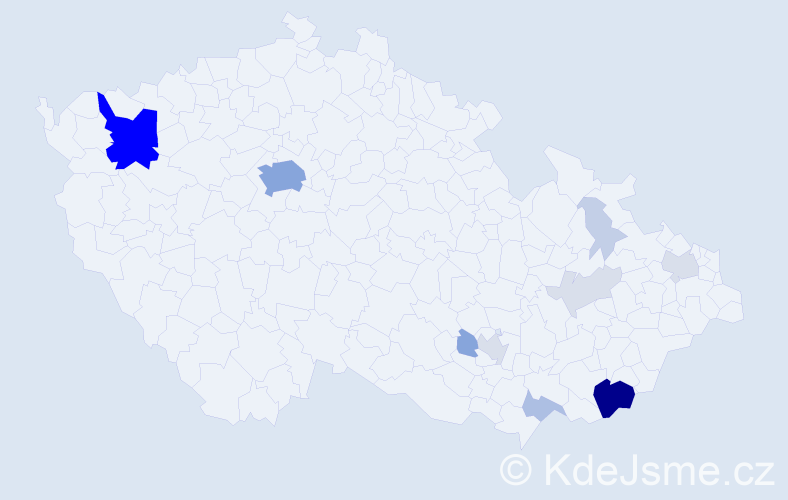 Příjmení: 'Krajsa', počet výskytů 57 v celé ČR