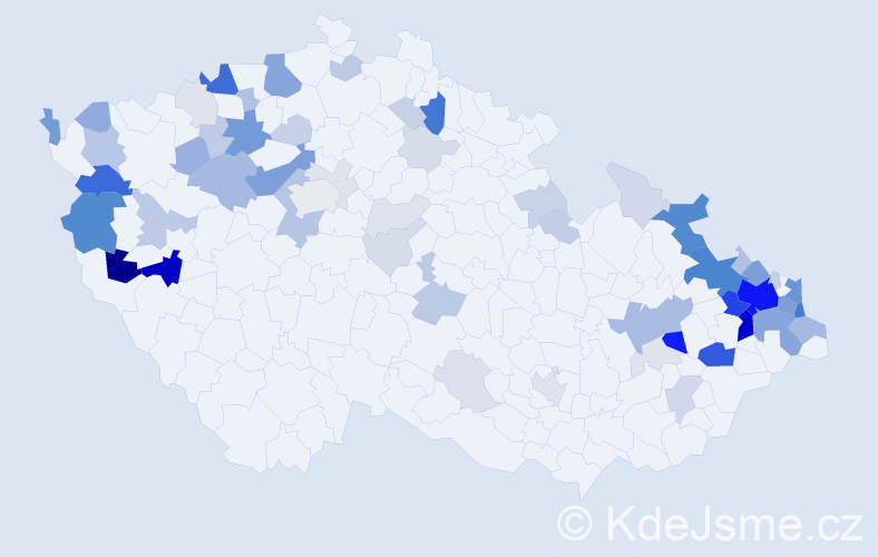 Příjmení: 'Vidličková', počet výskytů 255 v celé ČR