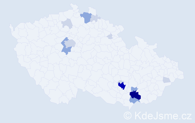 Příjmení: 'Hojač', počet výskytů 43 v celé ČR