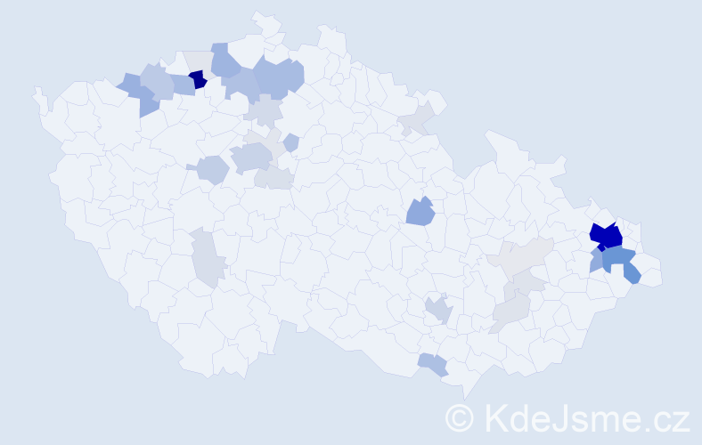 Příjmení: 'Kočko', počet výskytů 160 v celé ČR