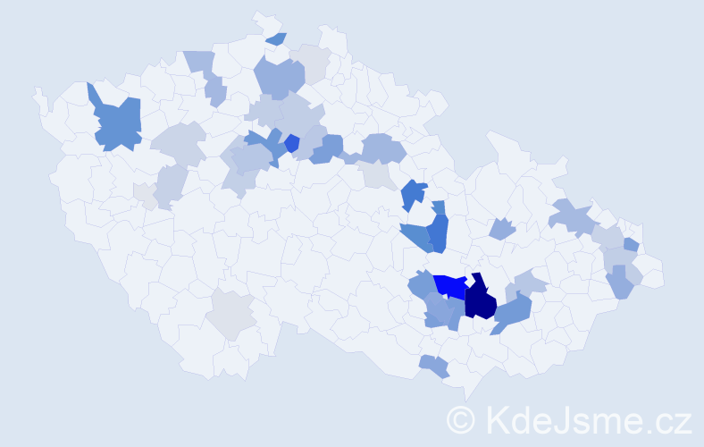 Příjmení: 'Pásek', počet výskytů 138 v celé ČR
