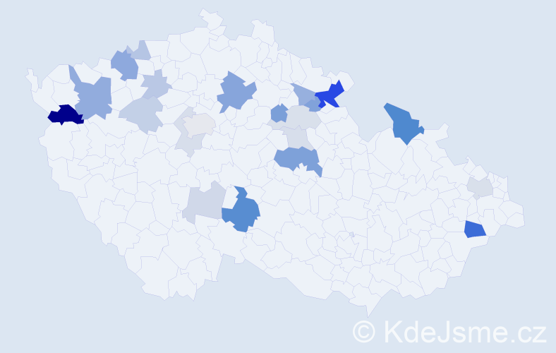 Příjmení: 'Káva', počet výskytů 54 v celé ČR