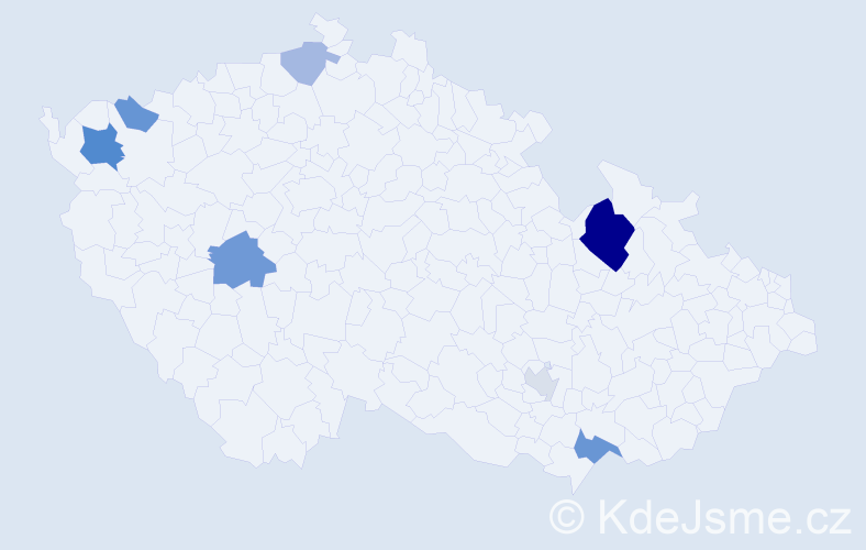 Příjmení: 'Kossová', počet výskytů 16 v celé ČR