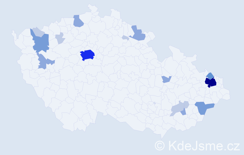 Příjmení: 'Čanigová', počet výskytů 42 v celé ČR