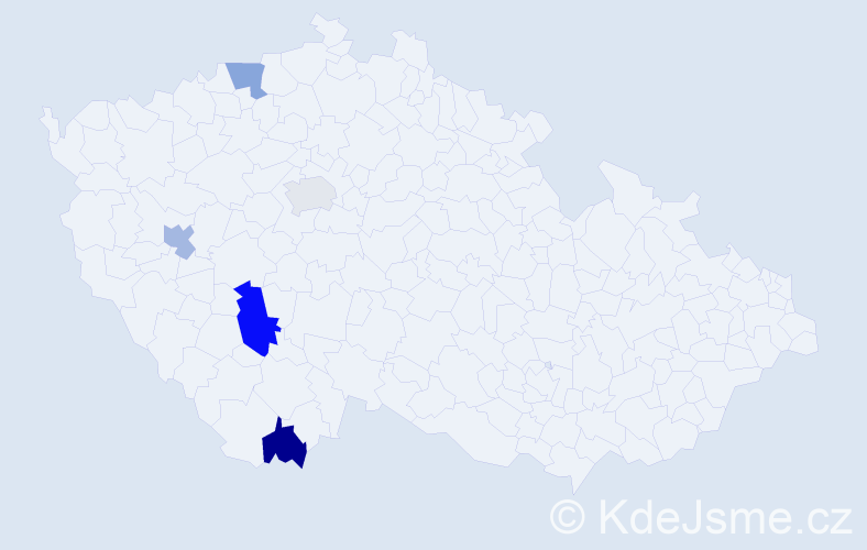 Příjmení: 'Tanáčová', počet výskytů 6 v celé ČR