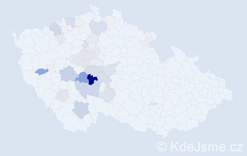 Příjmení: 'Karda', počet výskytů 145 v celé ČR