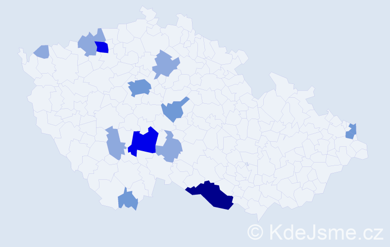 Příjmení: 'Hoffer', počet výskytů 32 v celé ČR