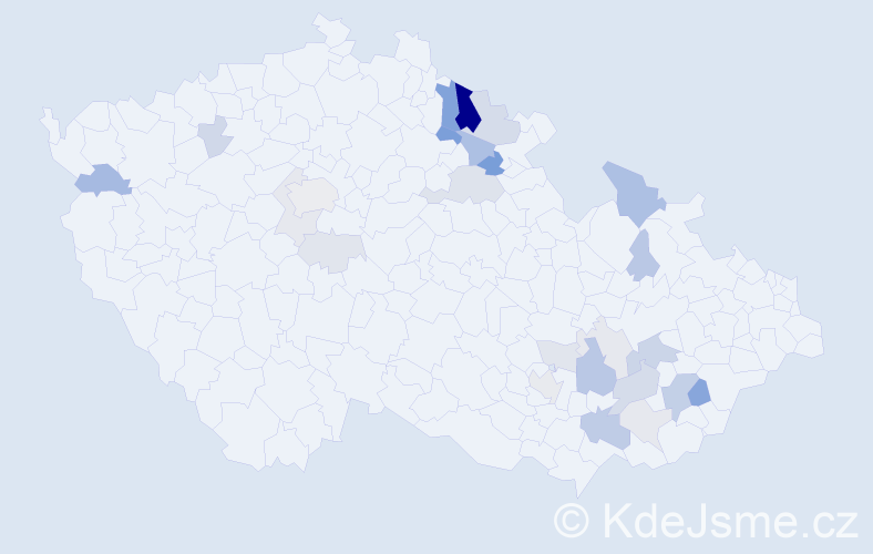 Příjmení: 'Sahánek', počet výskytů 65 v celé ČR